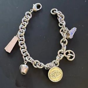 Tiffany & Co Sterling Silver Charm Bracelet New York Theme Big Apple Taxi 8”